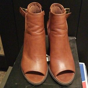 Cognac booties, great with many outfits.